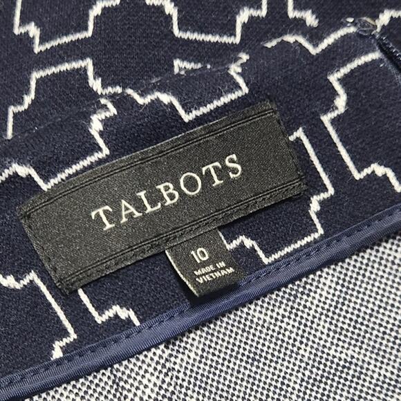 Talbots Navy and White Pencil Skirt Back Zipper Size 10 - Picture 7 of 8